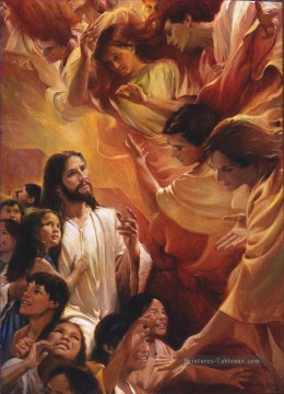 Ils ont vu les Cieux ouverts catholique Christian Jésus Peinture à l'huile